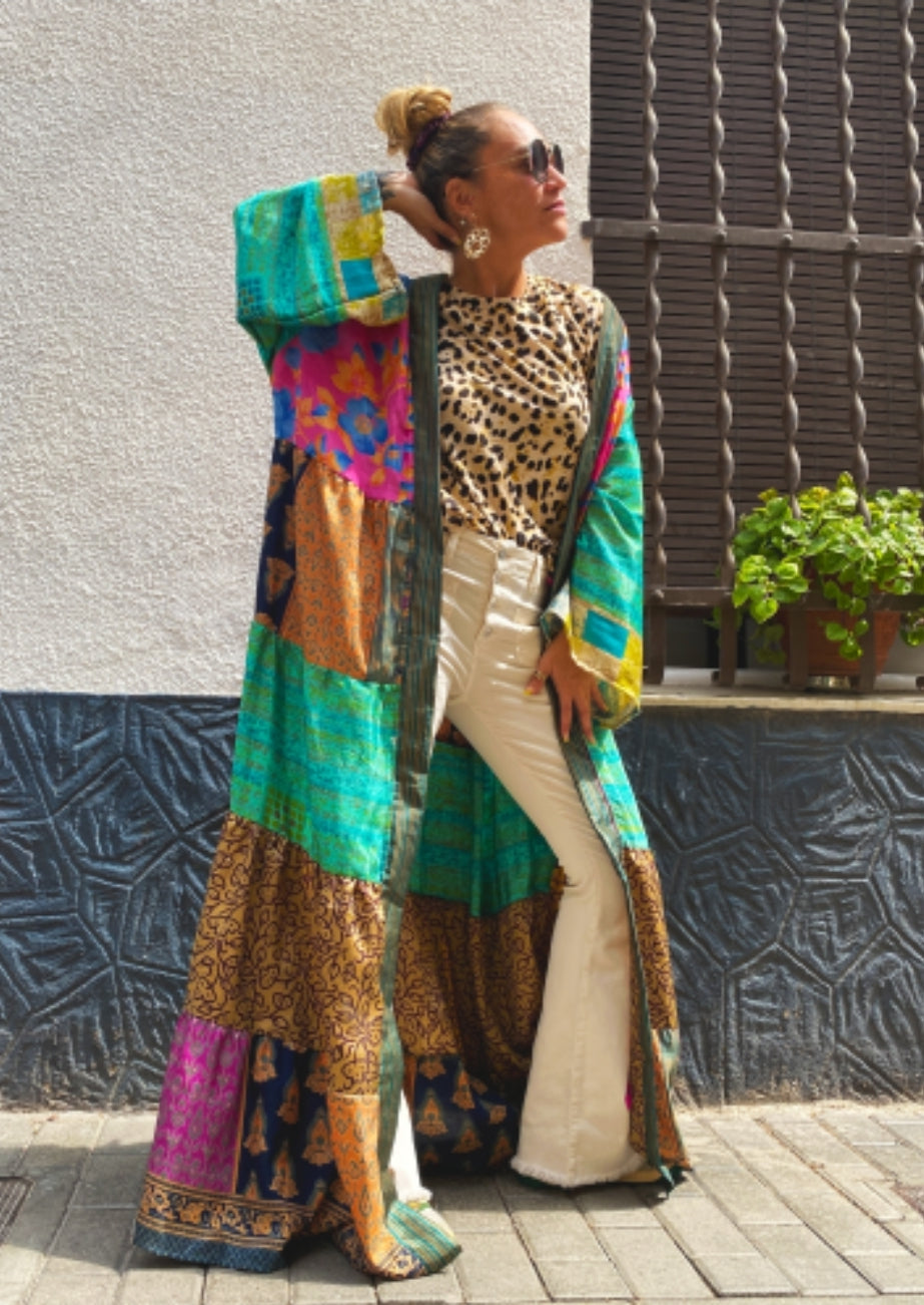 Sari kimono en patchwork